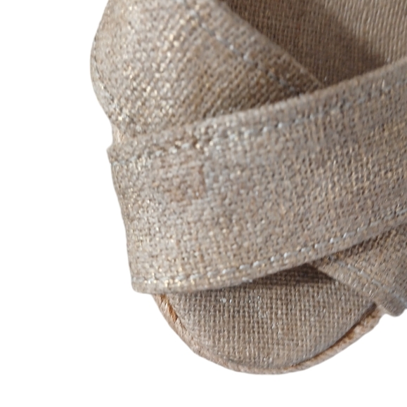 Tory Burch Gold/Brown Platform Canvas Bima Espadrille Wedge Sandals size 9 - Picture 11 of 12